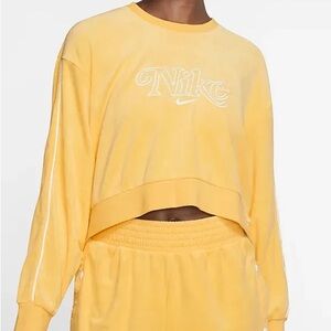 Nike Sportswear Retro Femme Terry Crewneck Crop Sweatshirt In Yellow